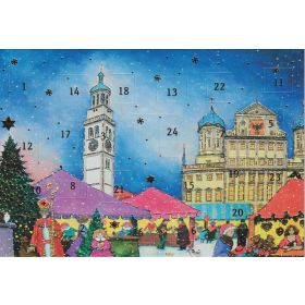 Adventskalenderkarten Set 3 Karten Augsburg Nostalgie Weihnachten Grußkarten Goldprägung Kunstkarte