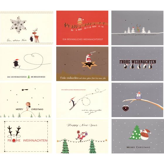 Weihnachtspostkarten Set 12 Stück 