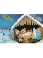 Adventskalenderkarten Engel christliche Motive 5 Stück Nostalgie Weihnachten Grußkarten Goldprägung Kunstkarte