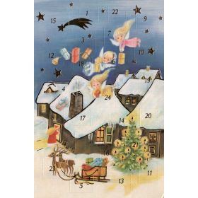 Adventskalenderkarten 4 Stück Nostalgie Weihnachten Grußkarten Goldprägung Kunstkarte Retro Vintage Adventskalenderkarte 