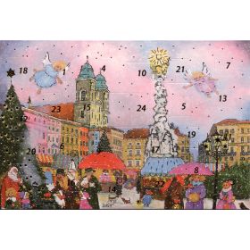 Adventskalenderkarten 2 Stück Linz Nostalgie Weihnachten Grußkarten Goldprägung Kunstkarte Weihnachtsgruß 