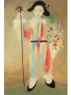 Kunstklappkarte Pablo Picasso Kleiner Pierrot mit Blumen