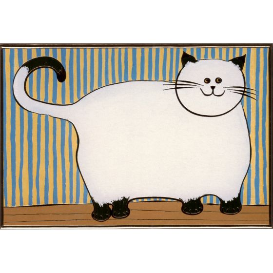 Kunstklappkarte "dicke Katze" mit Goldprägung