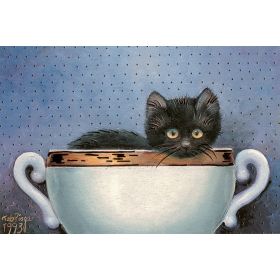 Kunstklappkarte Kätzchen in einer Tasse