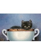 Kunstklappkarte Kätzchen in einer Tasse