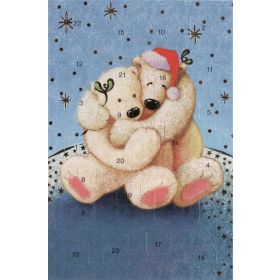 Adventskalenderkarte Eisbären mit Weihnachtsmütze