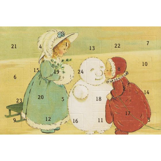 5 Süße Nostalgische Adventskalender Grußkarte 