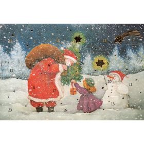5 nostalgische Adventskalenderkarten Weihnachtsmann 