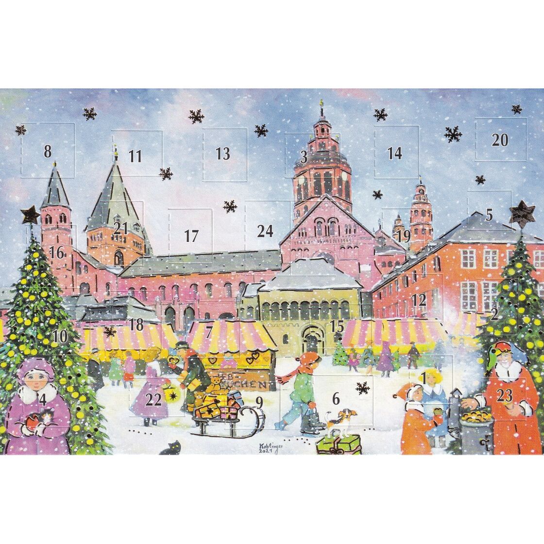 Traditioneller Adventskalender Ohne Schokolade – Motiv „Rotkehlchen Unter Frozen Umbrella“, 24 Türchen, 159 X 159 Mm