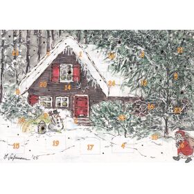 Adventskalenderkarte mit 24 Türchen, winterliches...