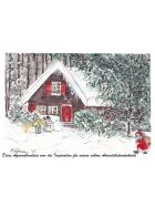 Adventskalenderkarte mit 24 Türchen, winterliches Aquarellmotiv