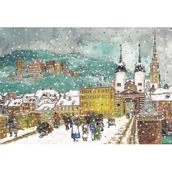 weihnachtskarte-nostalgie-heidelberg-doppelkarte