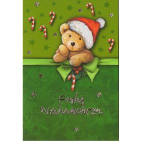 Weihnachtskarten Set 5 Karten Weihnachten Nostalgie Bären Bärchen Weihnachtsmann Klappkarten Kinder