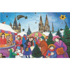 4 nostalgische Weihnachtskarten Köln Dom 